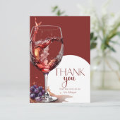 Glas rode wijn Vrijgezellenfeest Dank U Kaart (Staand voorkant)
