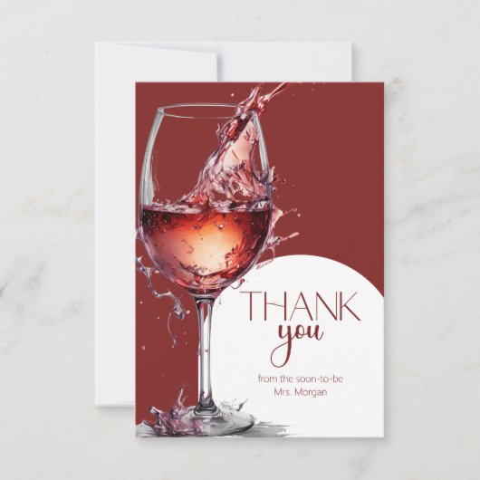 Glas rode wijn Vrijgezellenfeest Dank U Kaart (Voorkant)