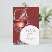 Glas rode wijn Vrijgezellenfeest Dank U Kaart (Staand voorkant)