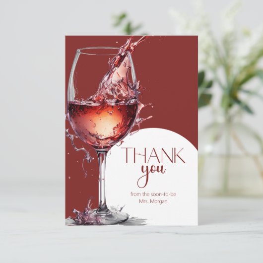 Glas rode wijn Vrijgezellenfeest Dank U Kaart (Staand voorkant)