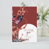 Glas rode wijn Vrijgezellenfeest Dank U Kaart (Staand voorkant)