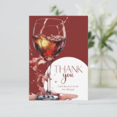 Glas rode wijn Vrijgezellenfeest Dank U Kaart (Staand voorkant)