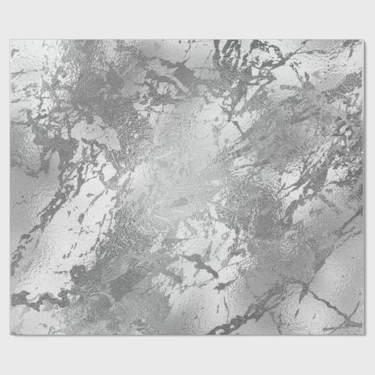 Glas Silver Marble Shiny Metallic Strokes Cadeaupapier (Vlak)