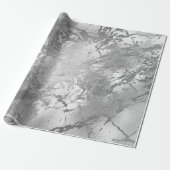 Glas Silver Marble Shiny Metallic Strokes Cadeaupapier (Uitgerold)
