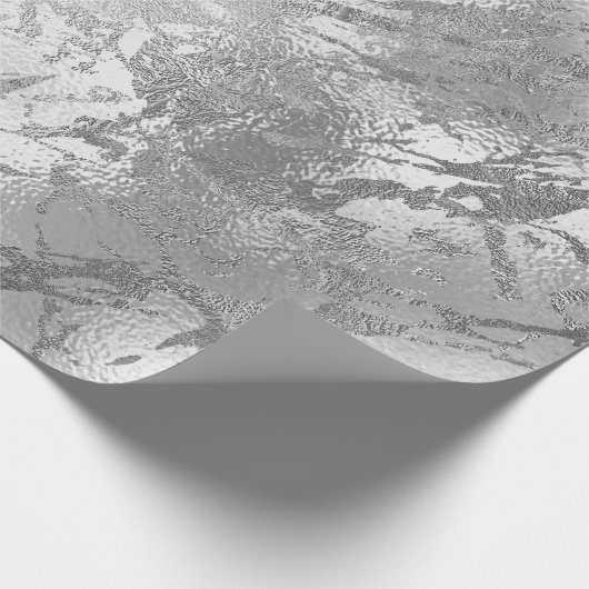 Glas Silver Marble Shiny Metallic Strokes Cadeaupapier (Hoek)