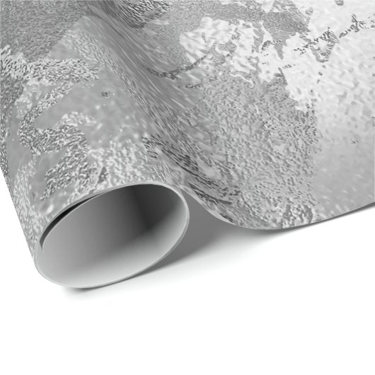 Glas Silver Marble Shiny Metallic Strokes Cadeaupapier (Rol Hoek)