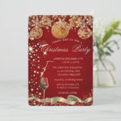 Glas, Sneeuwvlokken Ballen Rood Bedrijf Kerst Kaart (Staand voorkant)