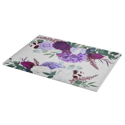 Glas snijden Lavendel Hibiscus op wit Snijplank (Hoek)