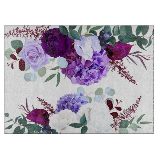 Glas snijden Lavendel Hibiscus op wit Snijplank (Voorkant)