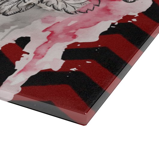 Glas Snijden schedel Roos Gotische Chevron rood zw Snijplank (Hoek)