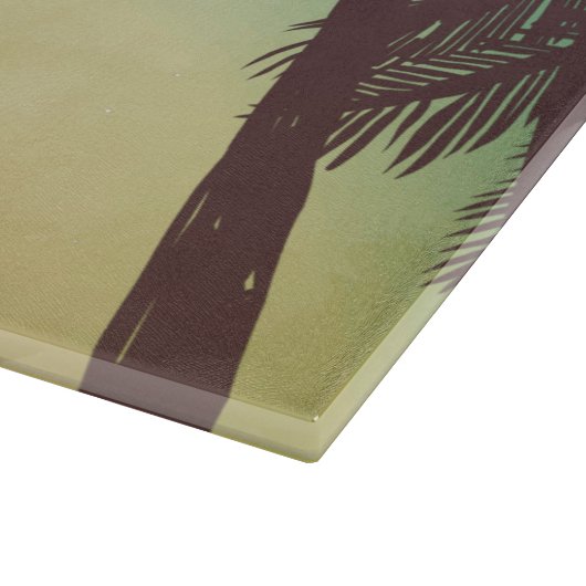 Glas Snijden Strand Zonsondergang Palm Bomen Strin Snijplank (Hoek)