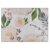 Glas Snijden Witte Bloemen op Wit Snijplank (Voorkant)