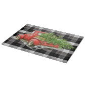 Glas Snijden XMAS Truck Baffalo Plaid Zwart Wit Snijplank (Hoek)