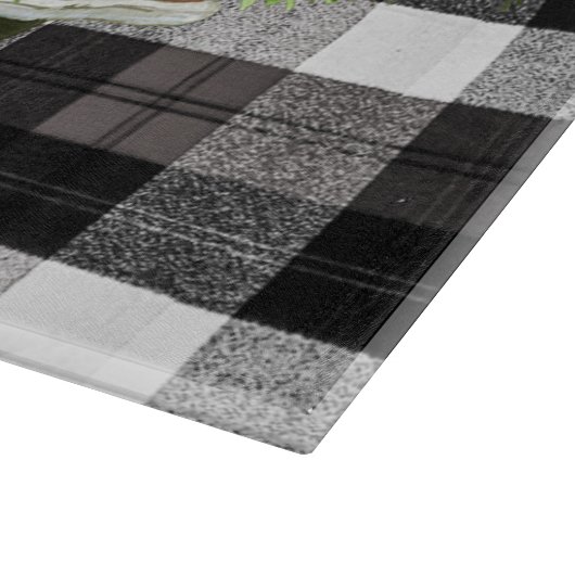 Glas Snijden XMAS Truck Baffalo Plaid Zwart Wit Snijplank (Hoek)