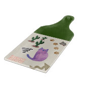 Glas Snijplank Kat Vis Cactus Meow (Hoek)