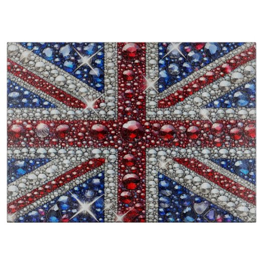 Glas snijplank met Britse kleuren (Voorkant)