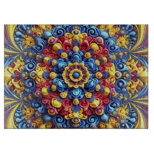 Glas snijplank met Roemeense kleuren (Voorkant)
