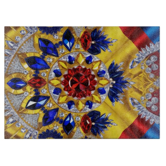 Glas snijplank met Roemeense kleuren (Voorkant)