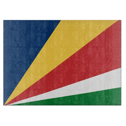 Glas snijplank met Seychellen Kleuren (Voorkant)