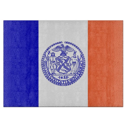 Glas snijplank met Vlag van New York City USA (Voorkant)