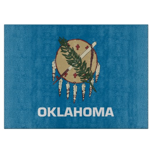 Glas snijplank met Vlag van Oklahoma, USA (Voorkant)