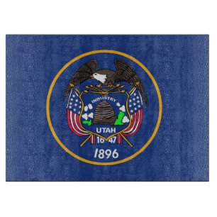 Glas snijplank met Vlag van Utah, USA