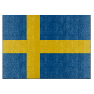 Glas snijplank met vlag van Zweden