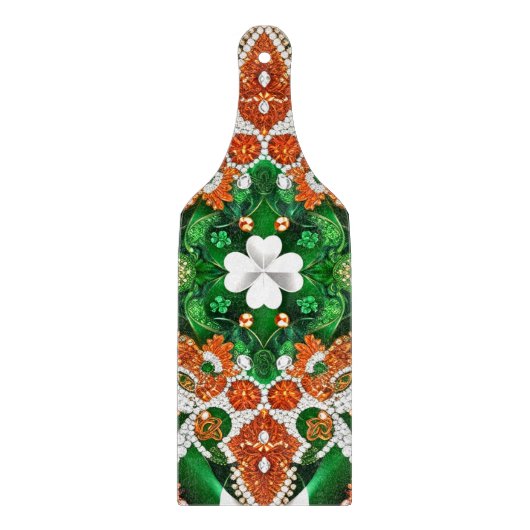 Glas snijplank paddle Ierse Kleuren (Voorkant)