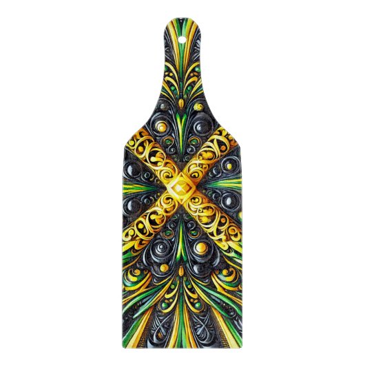 Glas snijplank paddle Jamaican Kleuren (Voorkant)