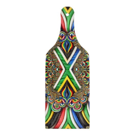 Glas snijplank paddle Zuid-Afrikaanse kleuren (Voorkant)
