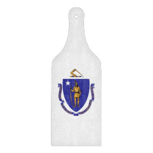 Glas snijplank peddel met Massachusetts vlag