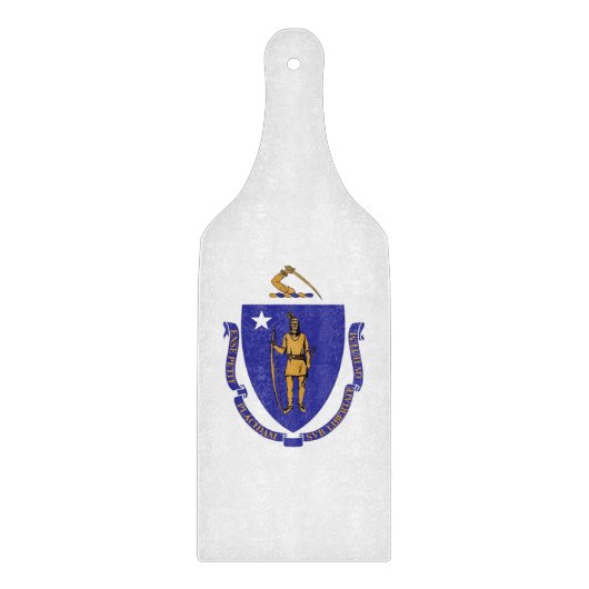 Glas snijplank peddel met Massachusetts vlag (Voorkant)