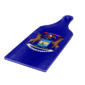 Glas snijplank peddel met Michigan vlag (Hoek)