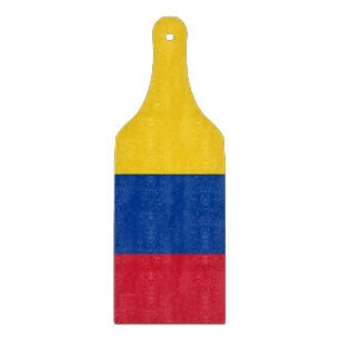 Glas snijplank peddel met vlag van Colombia