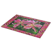 Glas snijplank roze lelies (Hoek)