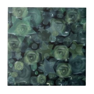 Glas, sterren, rozen tegeltje