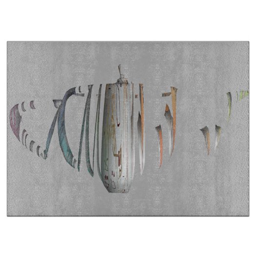 Glas van gebroken Bleek blauw Sinaasappel bloedvat Snijplank (Voorkant)