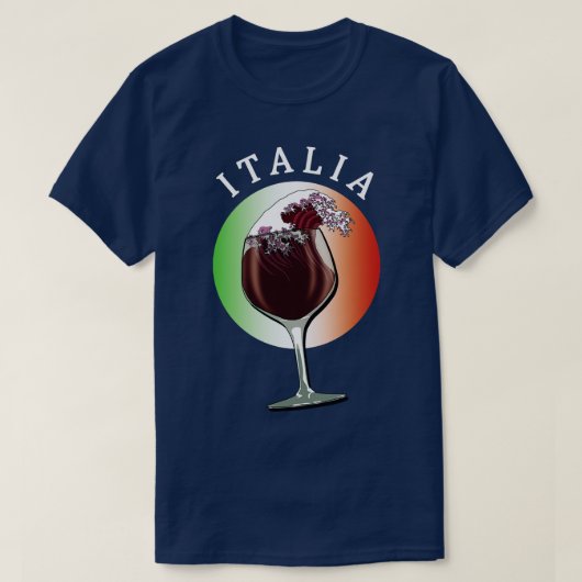 Glas van Italiaanse wijn en vlag van Italië Italia T-shirt (Design voorkant)