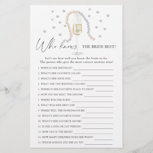 Glas van Prosecco - Wie weet de bruid beste spel (Voorkant)