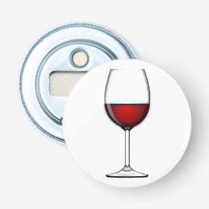 GLAS VAN RODE WIJN BUTTON FLESOPENER