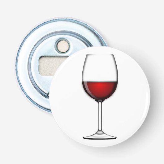GLAS VAN RODE WIJN BUTTON FLESOPENER (Voorkant)