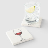 GLAS VAN RODE WIJN STENEN ONDERZETTER (Zijkant)