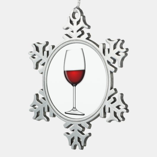 GLAS VAN RODE WIJN TIN SNEEUWVLOK ORNAMENT (Rechts)