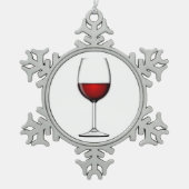 GLAS VAN RODE WIJN TIN SNEEUWVLOK ORNAMENT (Voorkant)