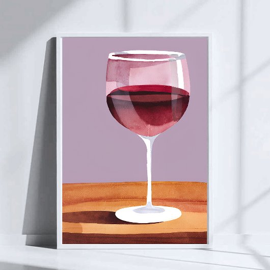 glas van rode wijn | Waterverf Vino Poster