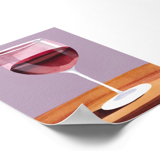 glas van rode wijn | Waterverf Vino Poster (Hoek)