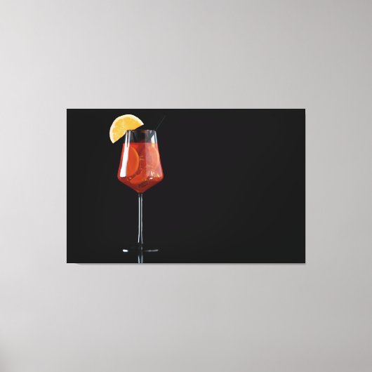 Glas van Spritz-cocktail geïsoleerd op zwart Canvas Afdruk (Voorkant)