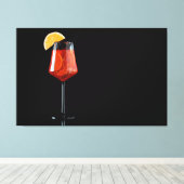 Glas van Spritz-cocktail geïsoleerd op zwart Canvas Afdruk (Insitu (Houten vloer))