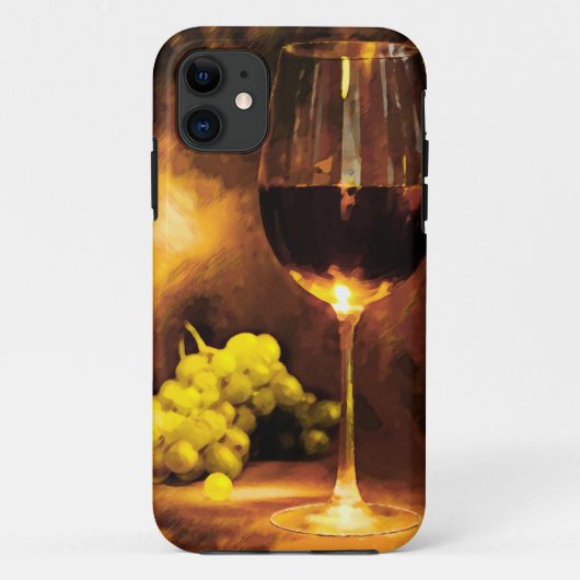 Glas van wijn en groene druiven in kaarslicht Case-Mate iPhone case (Achterkant)