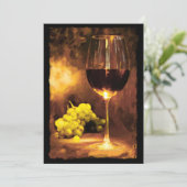 Glas van wijn en groene druiven in kaarslicht kaart (Staand voorkant)